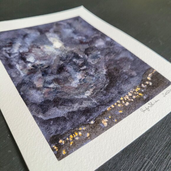 The Moon is a Spotlight II - Tiny Original Watercolor Artwork - Picture 5 of 5